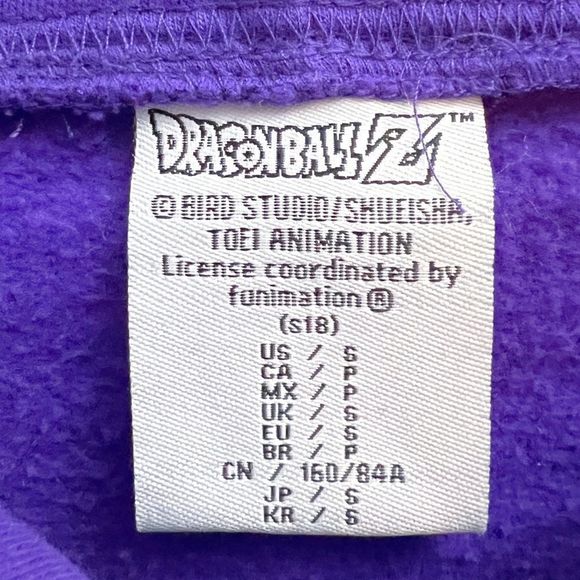 Dragon Ball Z Purple Hooded Sweatshirt Size S GUC Goku Vegeta Gohan Goten Trunks - Picture 4 of 8